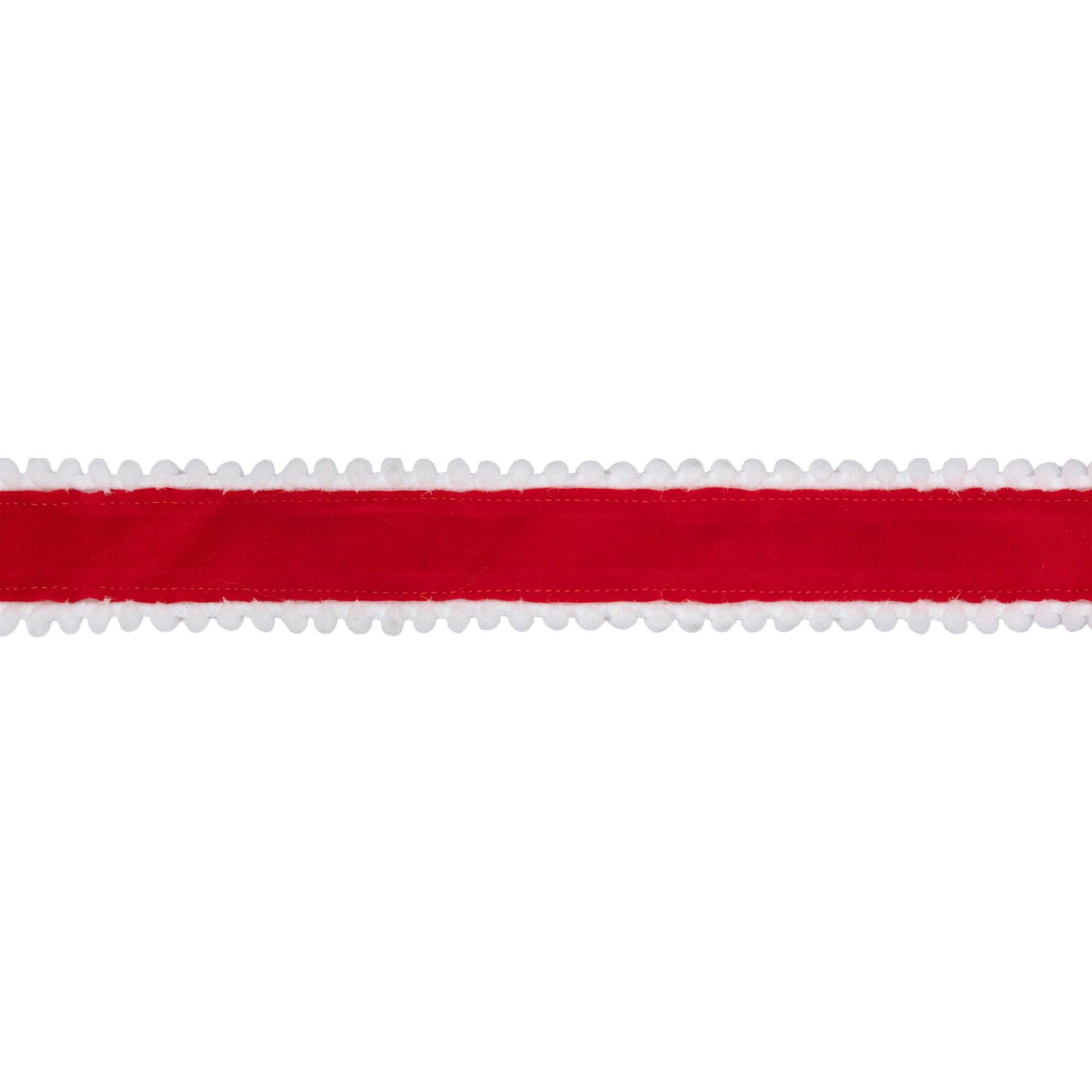LA Ribbons Wholesale – wholesale Ribbon – Gift wrapping – 1 1/2" Wired Ribbon | Red with White Pom-pom Edge | 10 Yard Roll4