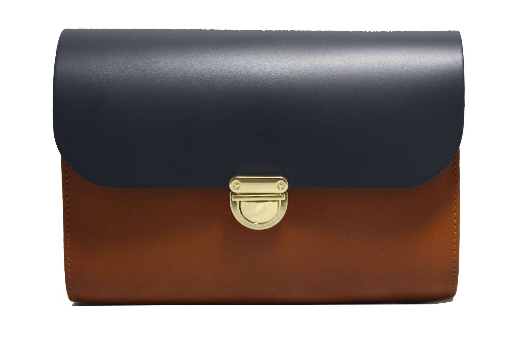 A to Z Leather – wholesale Satchel – Women's – Navy and Tan Leather Satchel - Leilani