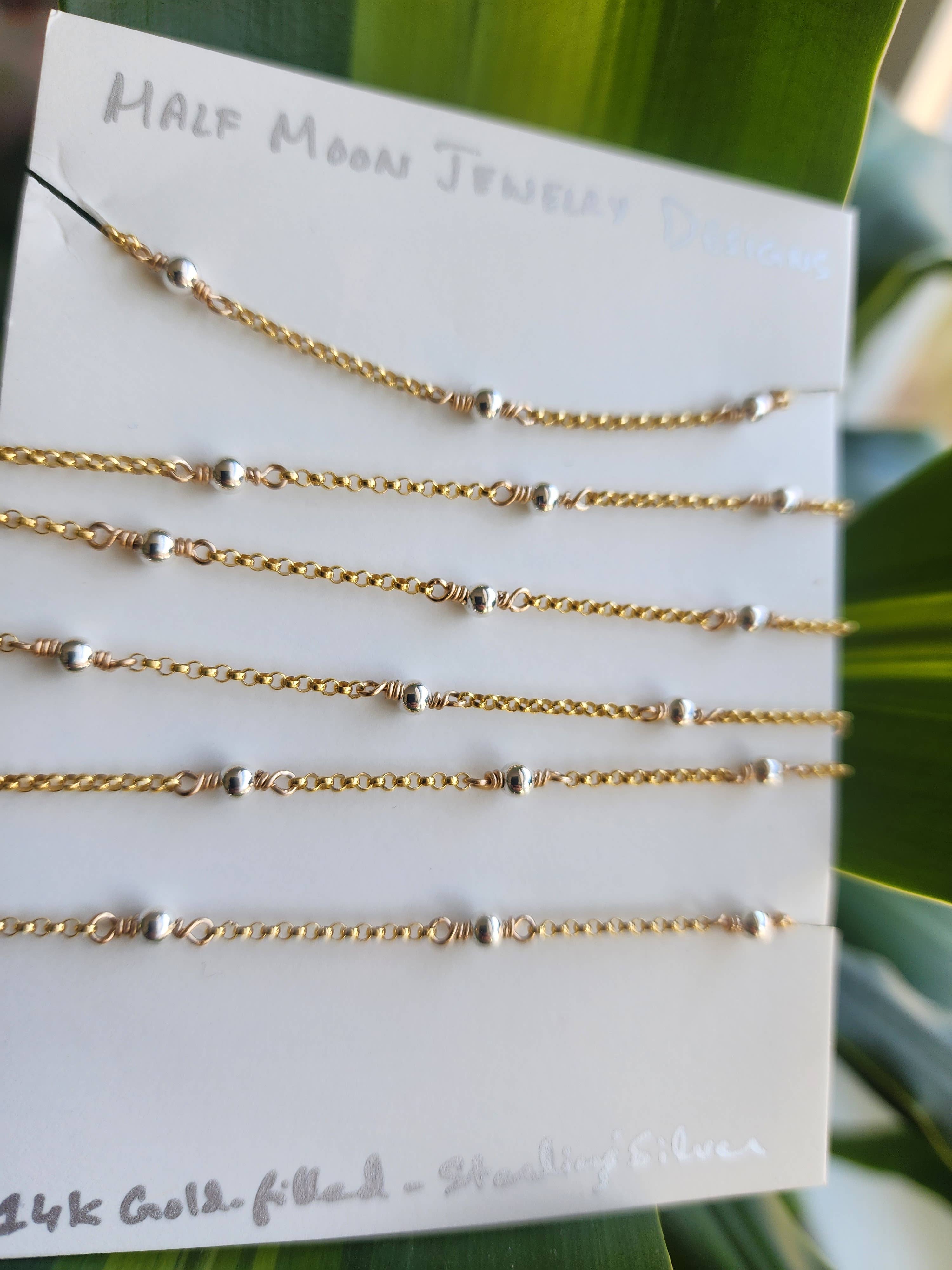 Half Moon Jewelry Designs - Wholesale Link & Chain Necklace - Mixed Metal Beaded chain in Gold Filled and Sterling Silver / Chain by the foot1