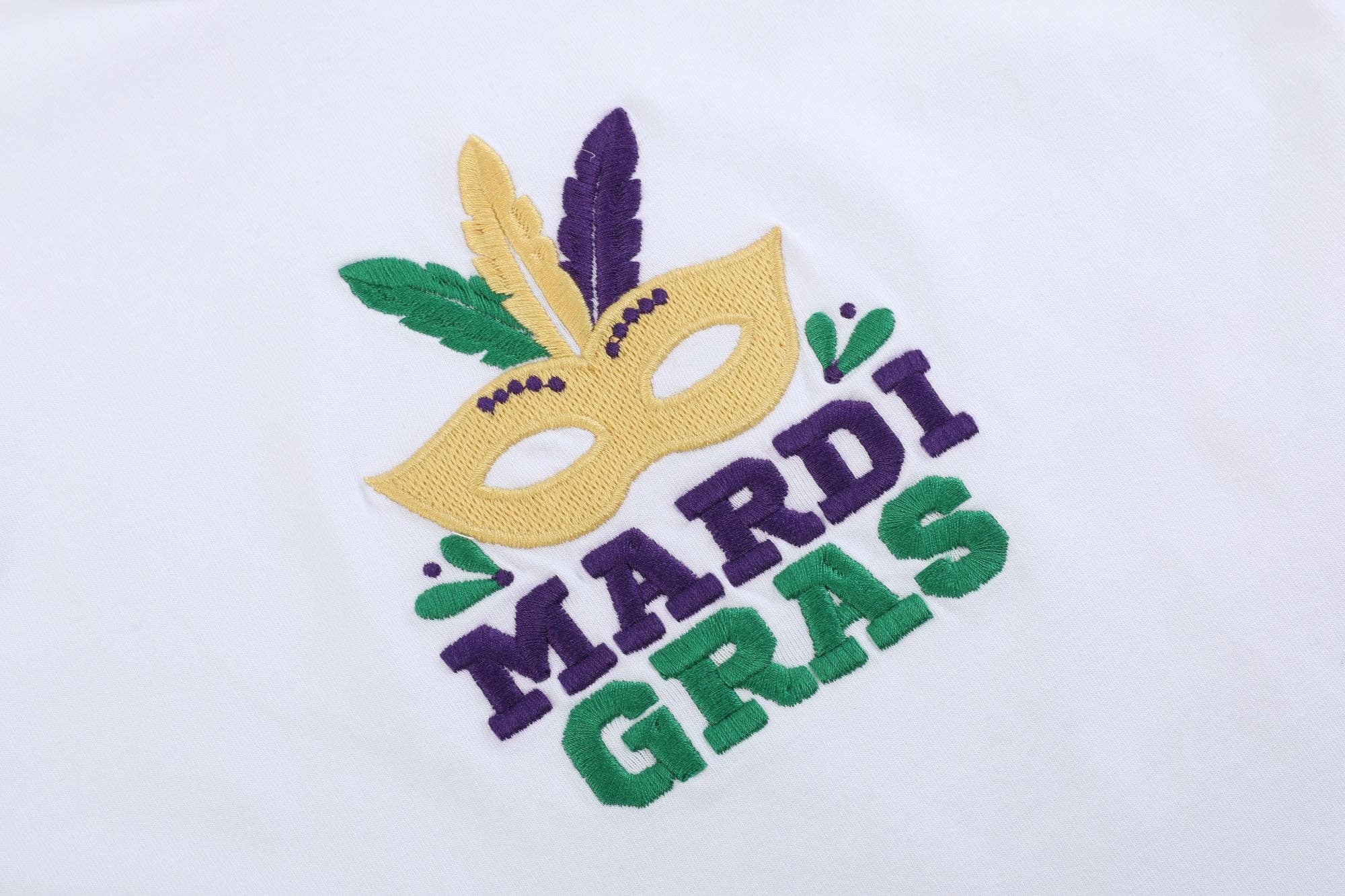 Lil Cactus - Wholesale T-Shirt - Kids - White Mardi Gras Applique Ruffle Shirt2