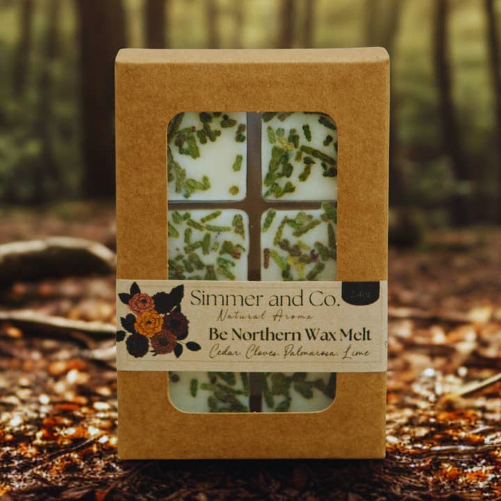 Be Northern Simmer Melt, cera profumata botanica per la vendita all'ingrosso da parte di Simmer and Co Natural Aroma