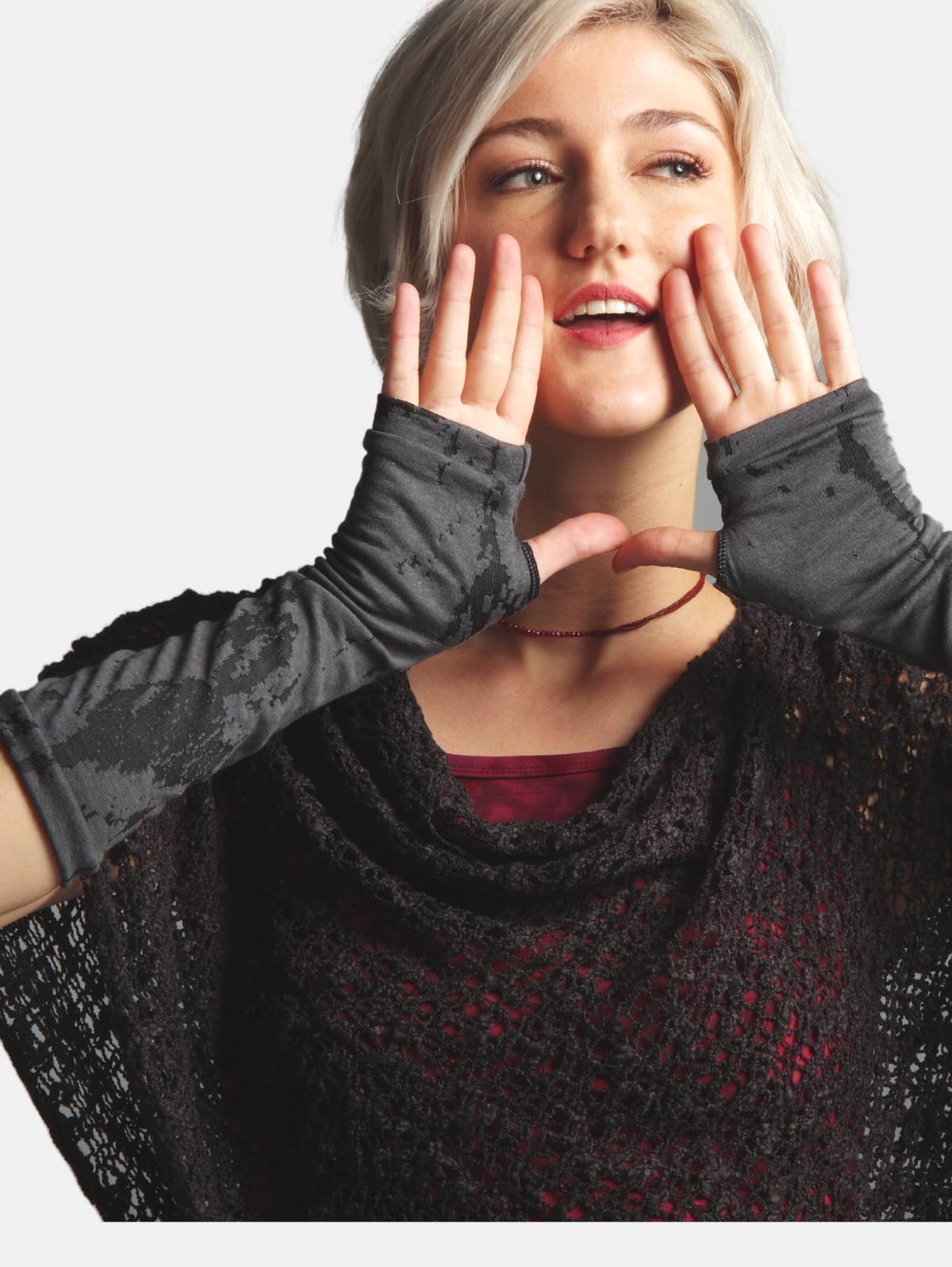 Hands To Hearts - Vente Gants – femme - Gants sans doigts en marbre tissé5