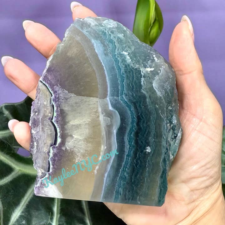 KayleeNYC - Wholesale Spirituele steen/kristal - 3-4 stuks Natuurlijke Regenboog Fluoriet half Gepolijste Platen5