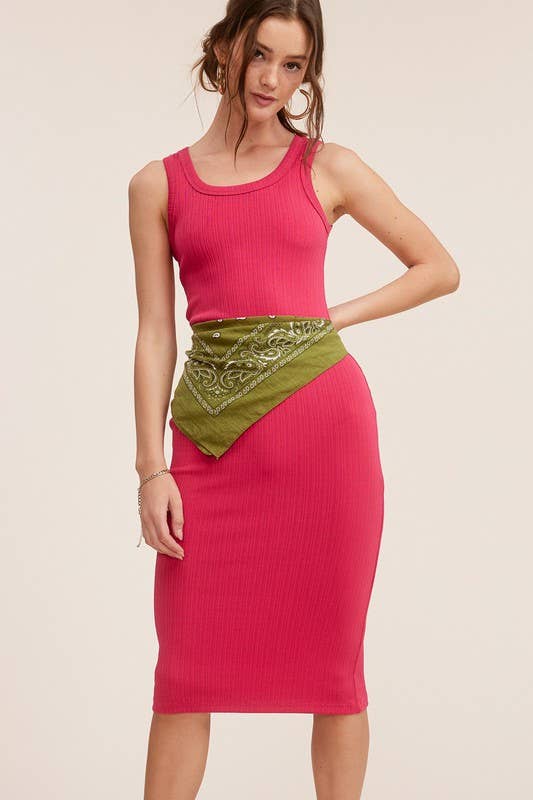 Mimosa - Vente Robe – femme - Robe midi moulante à côtes en maille côtelée quotidienne3