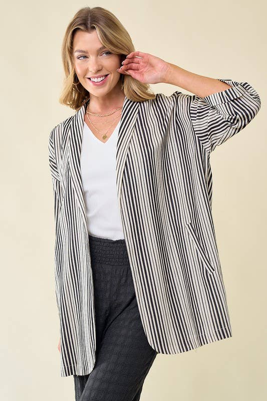 Doe and Rae - Wholesale Jacket - Women's - Linen Stripe Jacket - 10406J7