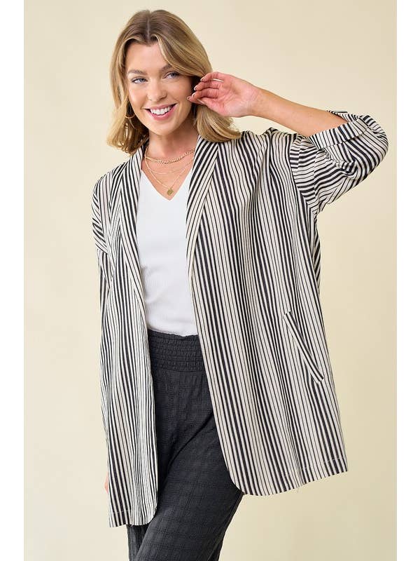 Doe and Rae - Wholesale Jacket - Women's - Linen Stripe Jacket - 10406J7