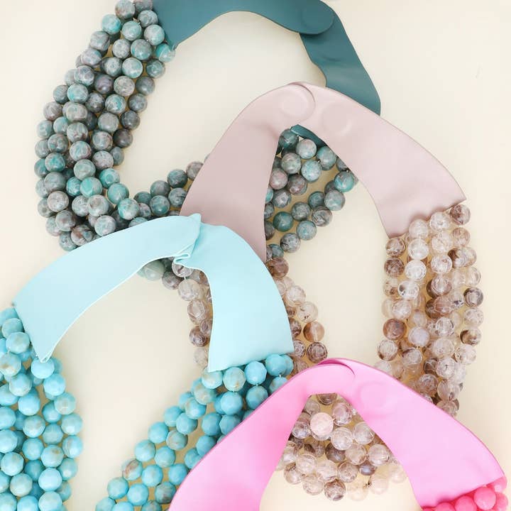 anbfashion - Wholesale Bib Necklace - CHUNKY BEADED LAYERED NECKLACE JKN-140
