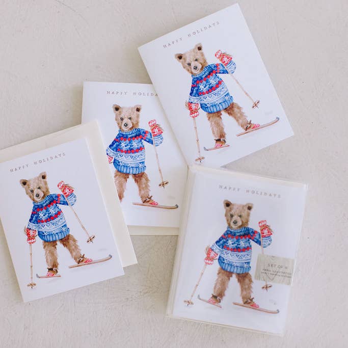 Lana's Shop – Großhandel Saisongrußkarte – Grußkarte mit Skibär-Motiv, Box-Set