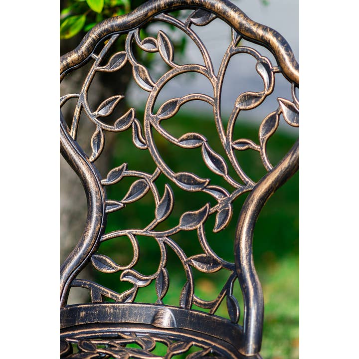 Hi-Line Gift Ltd. - Wholesale Patio Set - Bistro Set 3 Pc - 1 Table/2 Chairs - Bronze Leaves