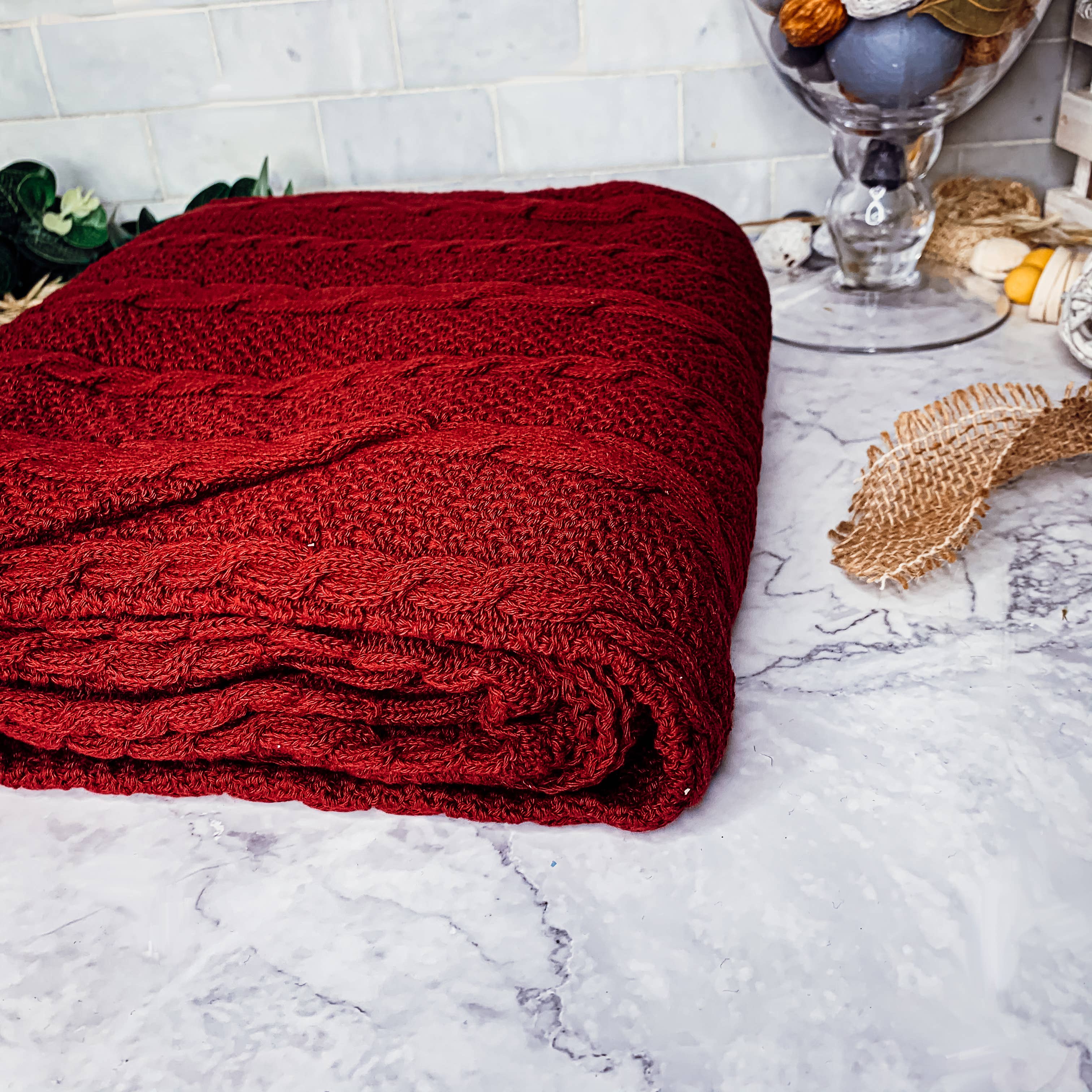 Gia Roma - Wholesale Throw Blanket - Claret Knit Sweater Like Throw Blanket, Plant Fiber & Cotton11