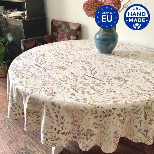 Hortensias Home - Vente Nappes - Nappe ronde en mélange lin-coton imprimée | Aitana