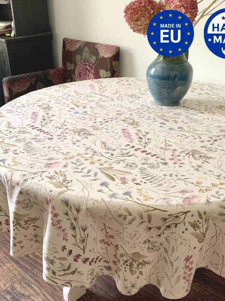 Round Tablecloth, Linen-Cotton Mix, Printed | Aitana for wholesale by Hortensias Home
