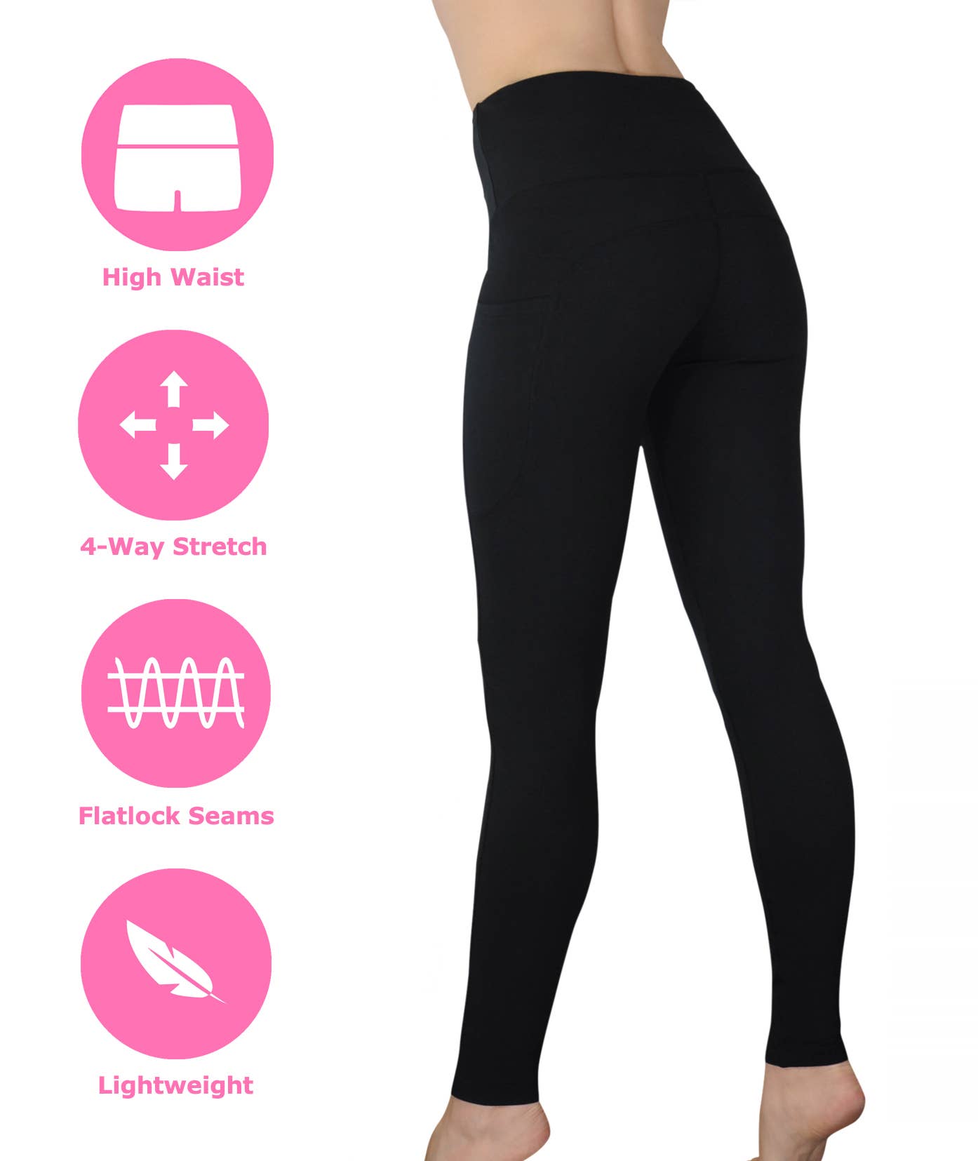 Comfy Yoga - Wholesale Athletic/Lounge Leggings - Women's - "Black Onyx" -  Solid Pocket Yoga Leggings for Women3