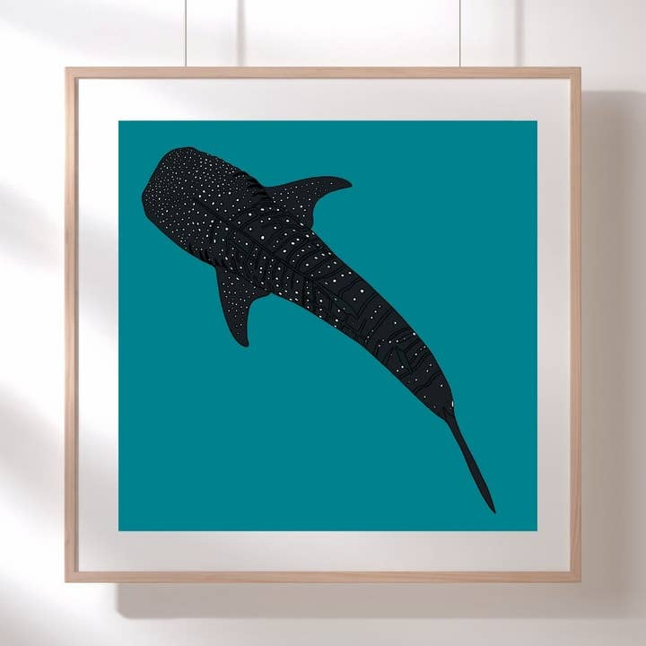 Impression d'œuvre d'art dessinée à la main de requin-baleine pour la vente par Artwork by Sophia