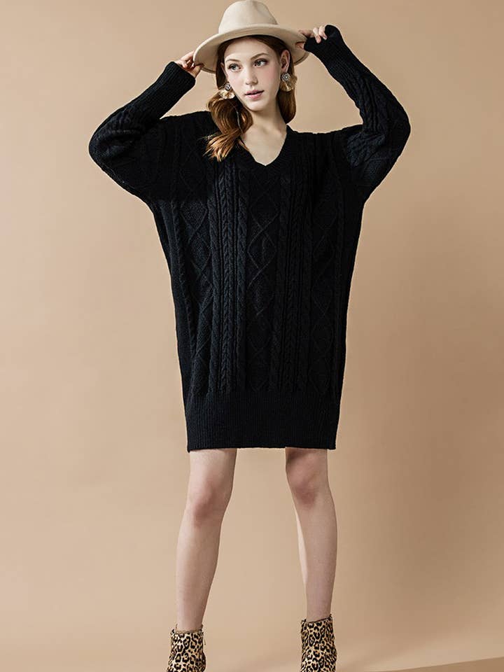 noflik - Wholesale Dress - Women's - IND1023 Cable Knit Dress-12pcs Pack $4.99/unit (71%OFF)19