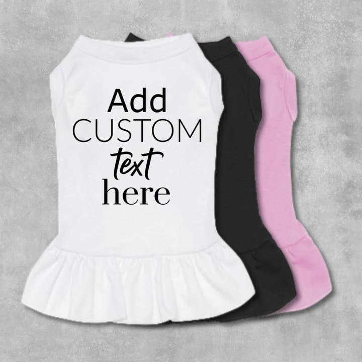 Custom One Color Text or Graphic Dog Dress for wholesale by The Honest Dog Company
