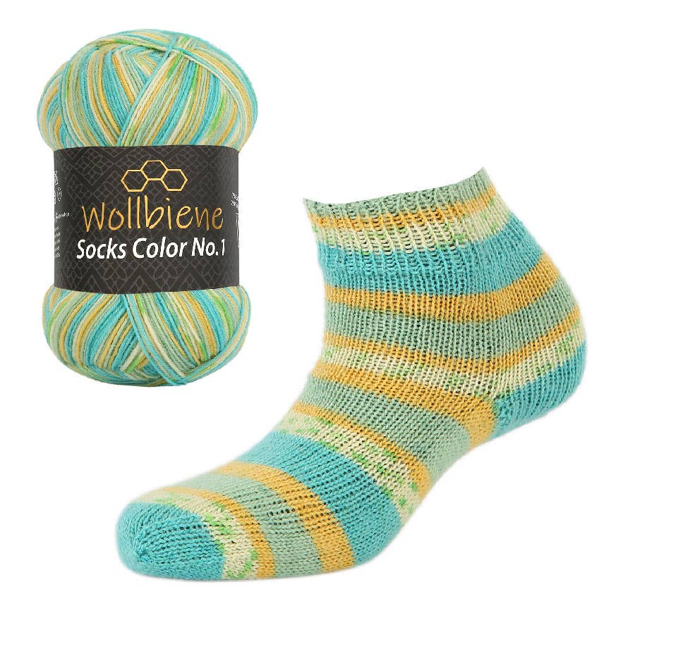 Wollbiene - Venta al por mayor Hilos - Hilo para calcetines Wool Bee Socks Color, 100 g, grosor 4 hebras5