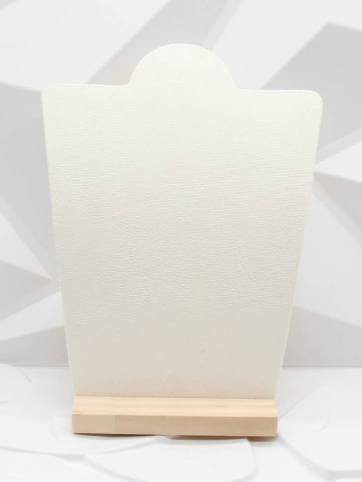 Wood and Ecru Fabric Necklace Display – Size 30 × 10 for wholesale by BELLISSIMA BIJOUX