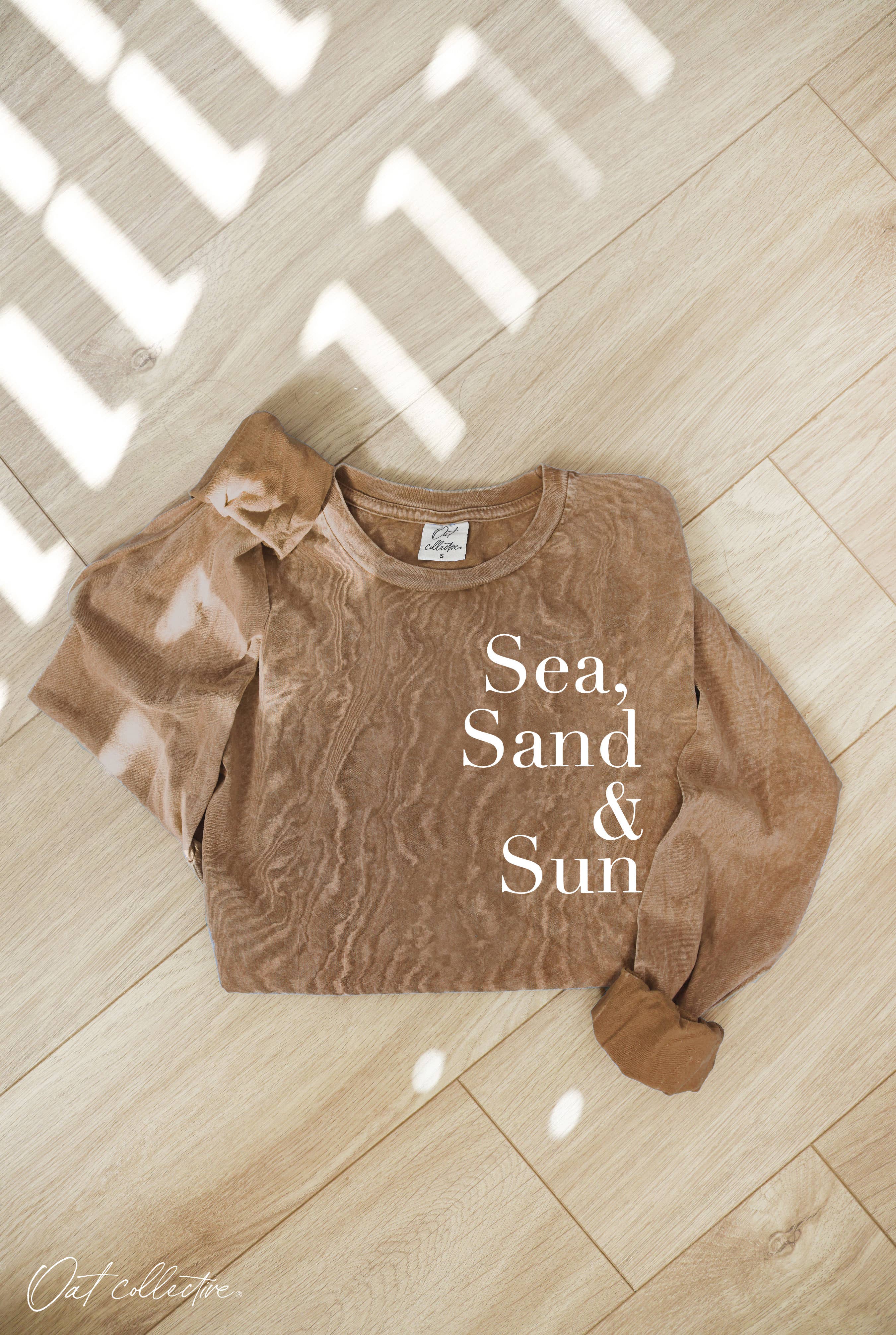 OAT COLLECTIVE - Wholesale Screen Printed T-Shirt - Women's - SEA, SAND AND SUN Mineral Washed Long Sleeve Graphic6