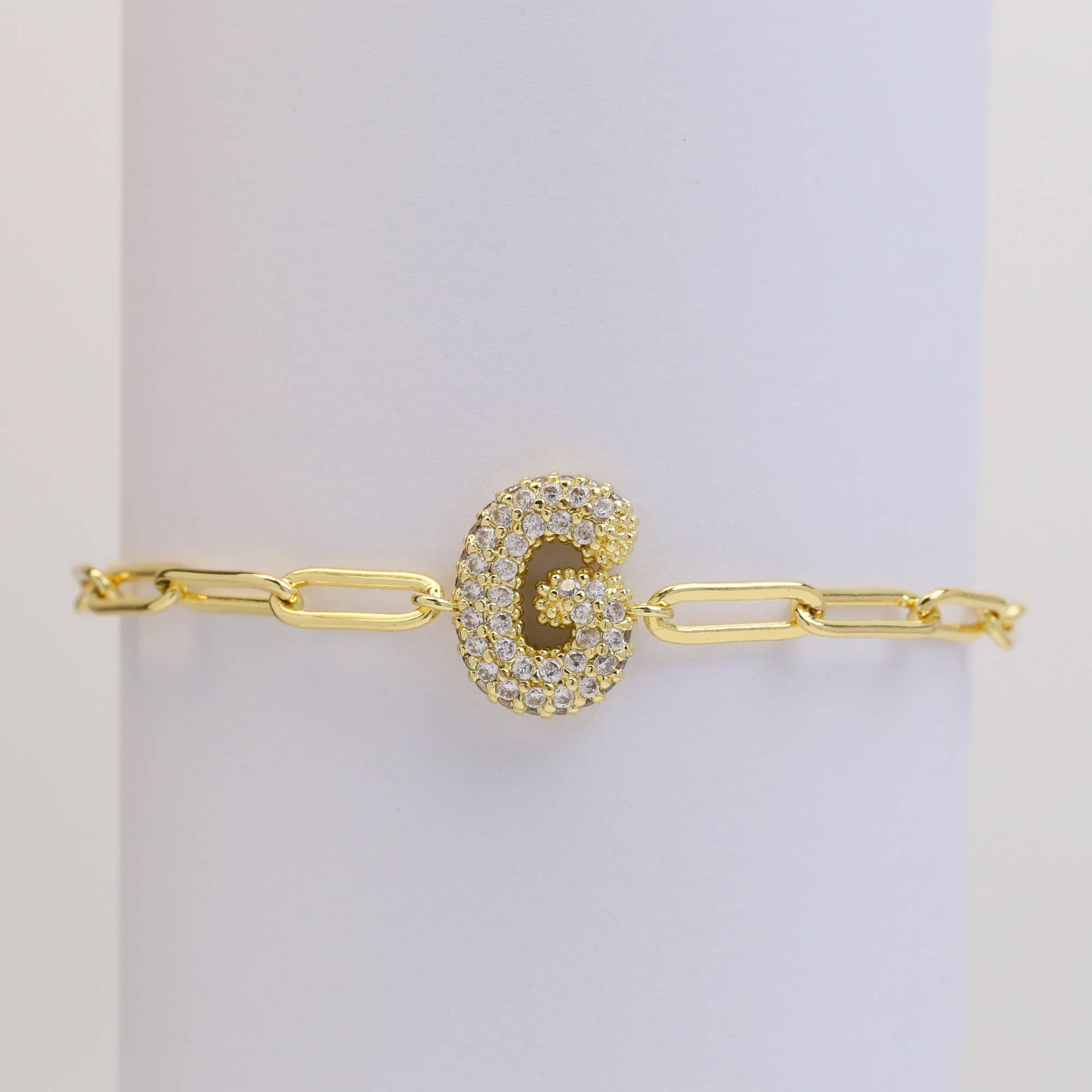 Savvy Bling - Vente Bracelets à breloques/pendentifs - Bracelet à bulles initiales en CZ6