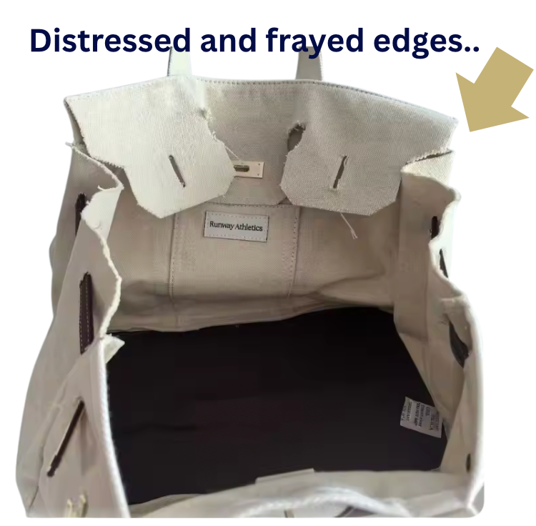 Runway Athletics - Wholesale Tote Bag - Women's - Canvas Tote Bag w/ Gold Buckle Hardware - Navy Trim  2