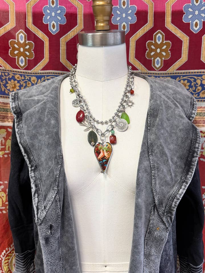 Large Heart Pendant Charm Necklace - Vintage Designs for wholesale by SPIRIT LALA LLC