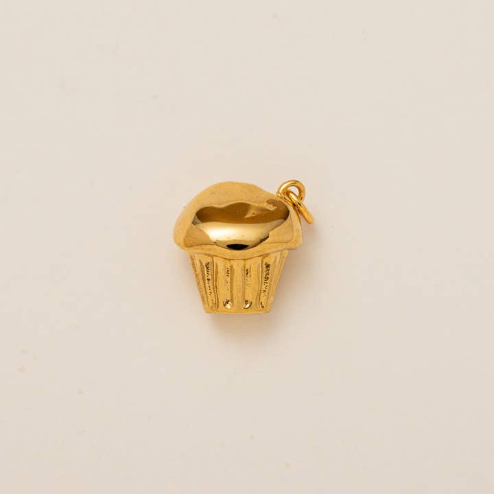 Cupcake Charm Gold Plated Stainless Steel Charm Bar for wholesale by Sweet Cherry Sky