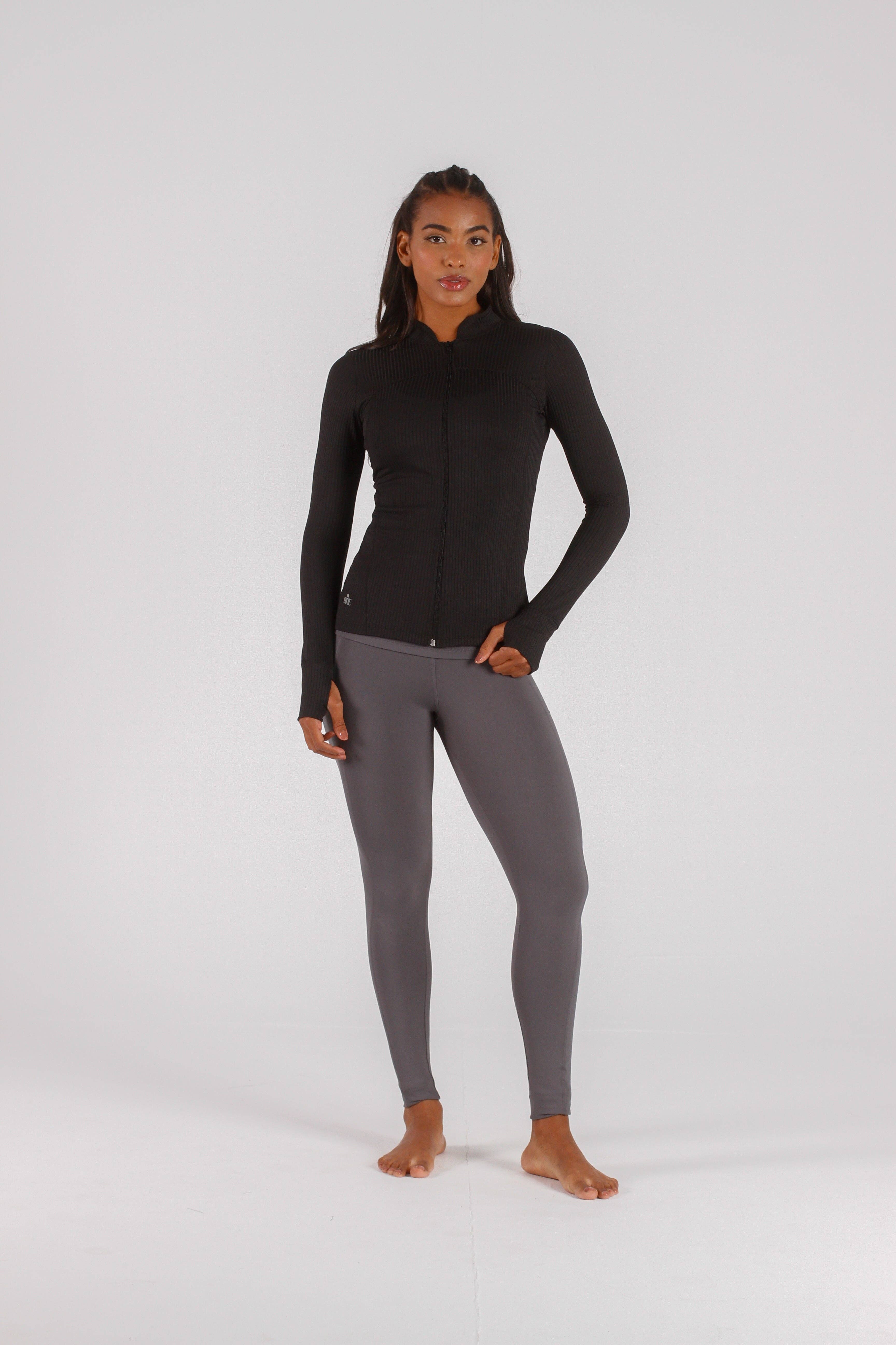 Cloud9ine Activewear - Wholesale Trainingsjack - Dames - Zwarte geribbelde jas10