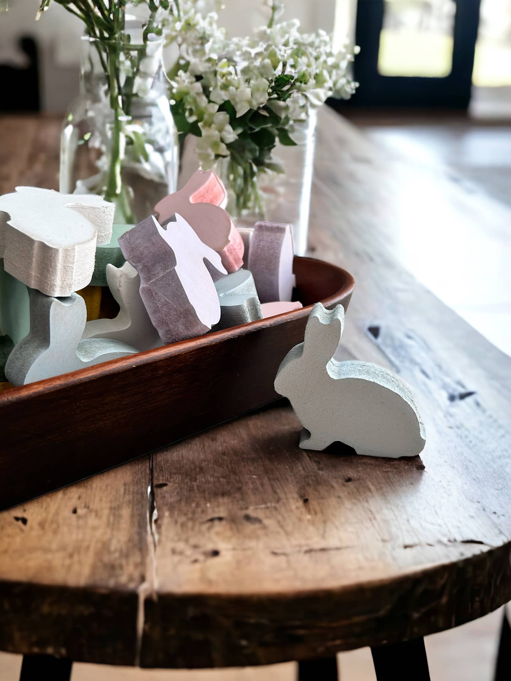 Inkwood Crafters - Wholesale Decorative Tabletop Object - Primitive/Rustic MINI Wood Bunny Bowl Fillers - set of 32