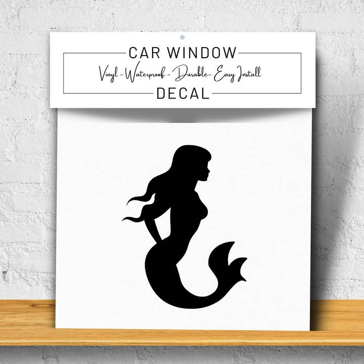Mermaid Vinyl Decal 3" (Black, Retail Packaging) for wholesale by Megabella Creations