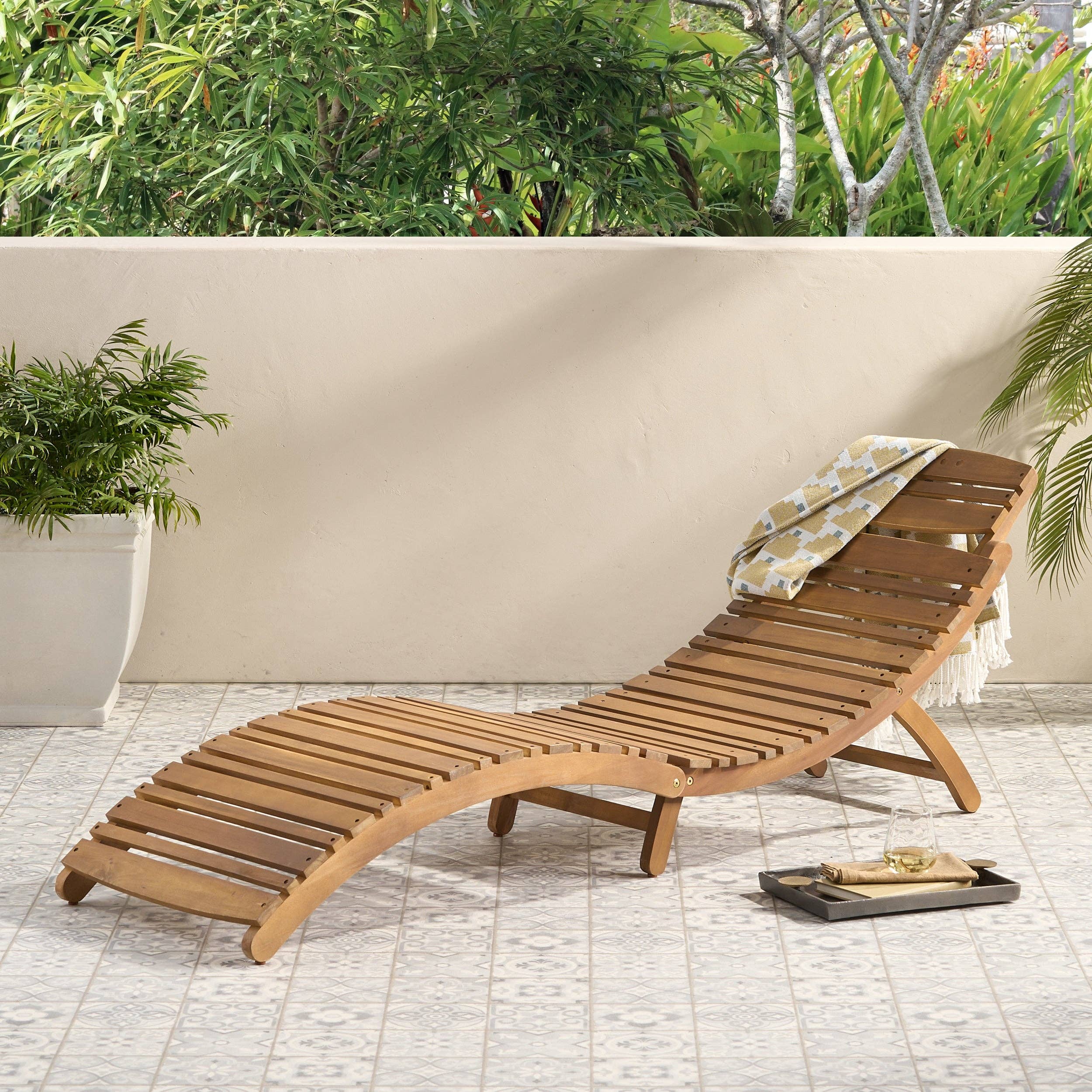 HOMYCASA DESIGN INC - Wholesale Chaise Lounge - Outdoor Wood Folding Chaise Lounge, Brown3