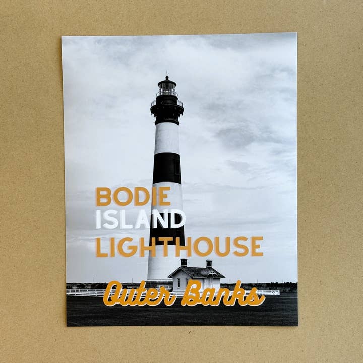 North Carolina Outer Banks Bodie Island Lighthouse Giclee Travel Print for wholesale by Lower 48 Trading Company Road Trip Shop