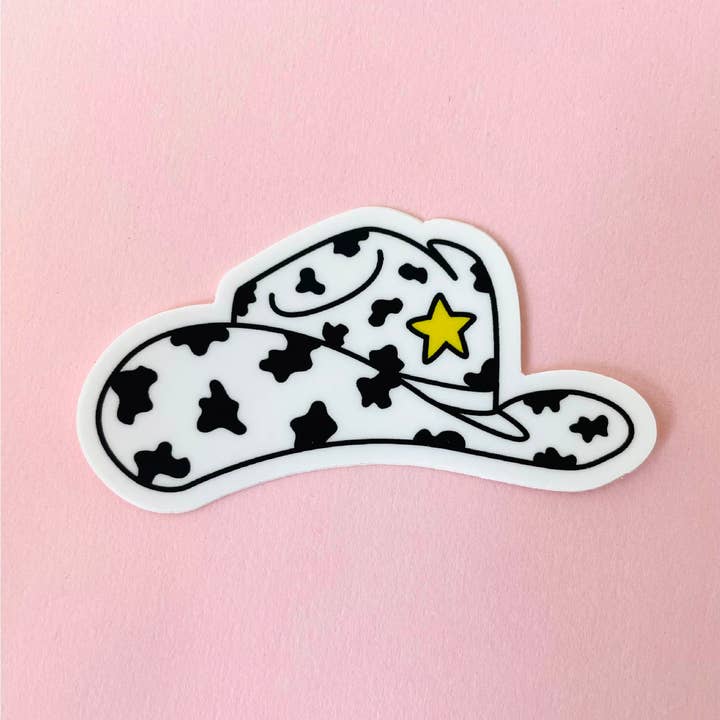 Unexpected Flair - Wholesale Sticker - Cow Print Cowboy Hat Sticker