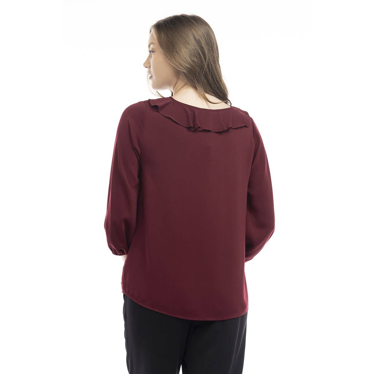 Naked Zebra Rack - Wholesale Blouse - Women's - Ruffle Button Down Tie Blouse2