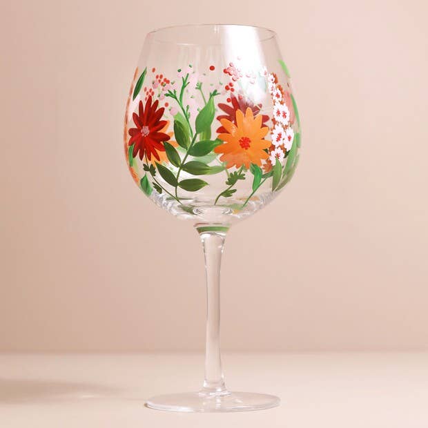 Lisa Angel - Wholesale Cocktail/liquor glass - Hand-Painted Wildflower Balloon Gin Glass