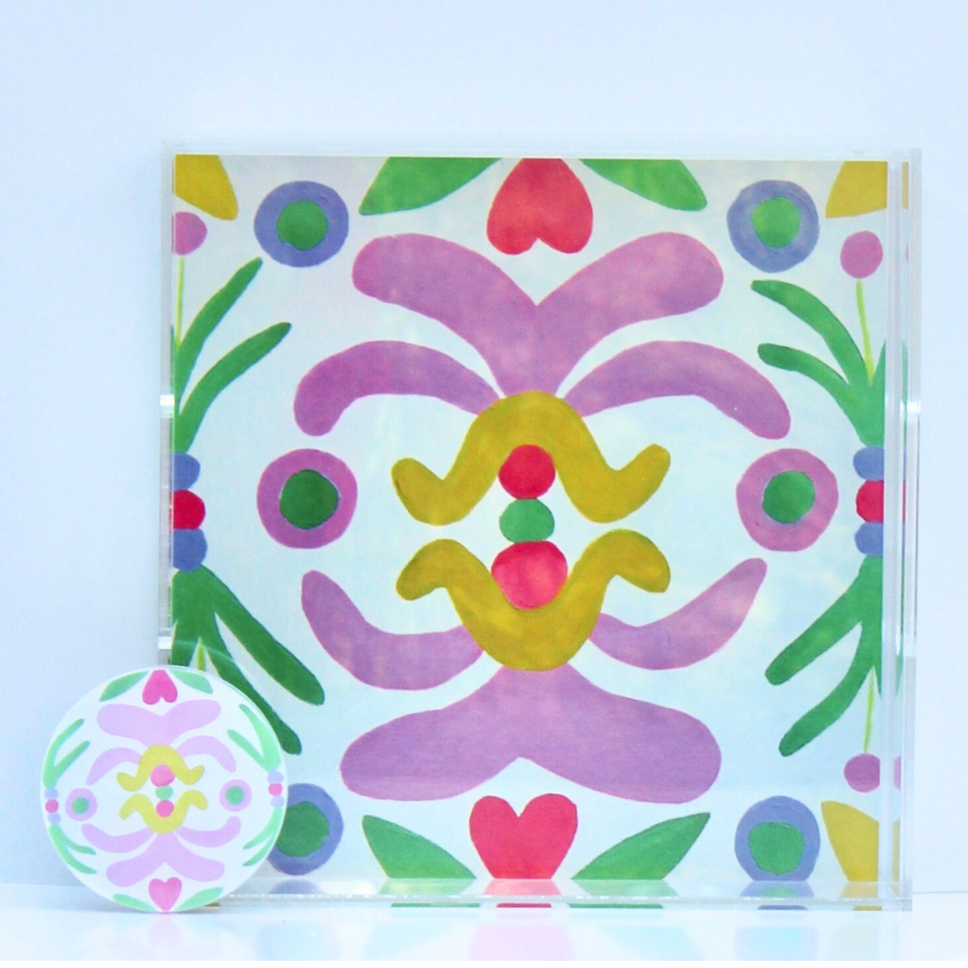 Jeanne Player Fine Art - Wholesale Serving Tray - Palm Beach Acrylic Tray, 12 x 12 Serving Tray Colorful1