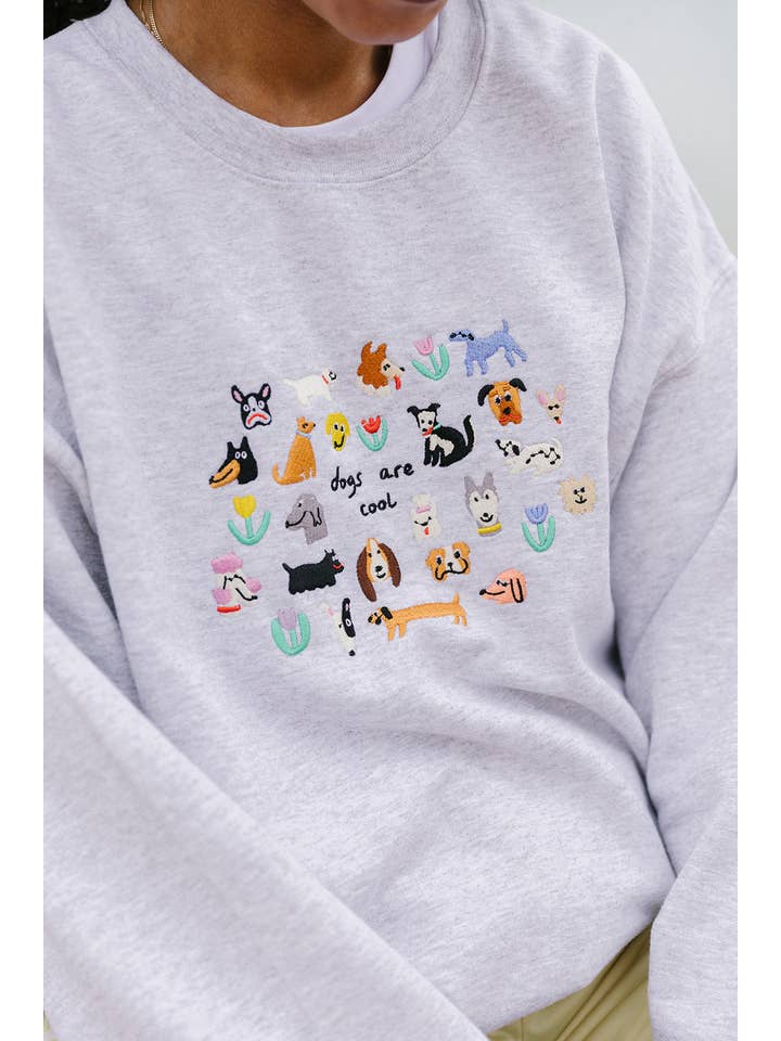 Limpet Store – wholesale Sweatshirt – Women's – Dogs Are Cool Embroidered Sweatshirt