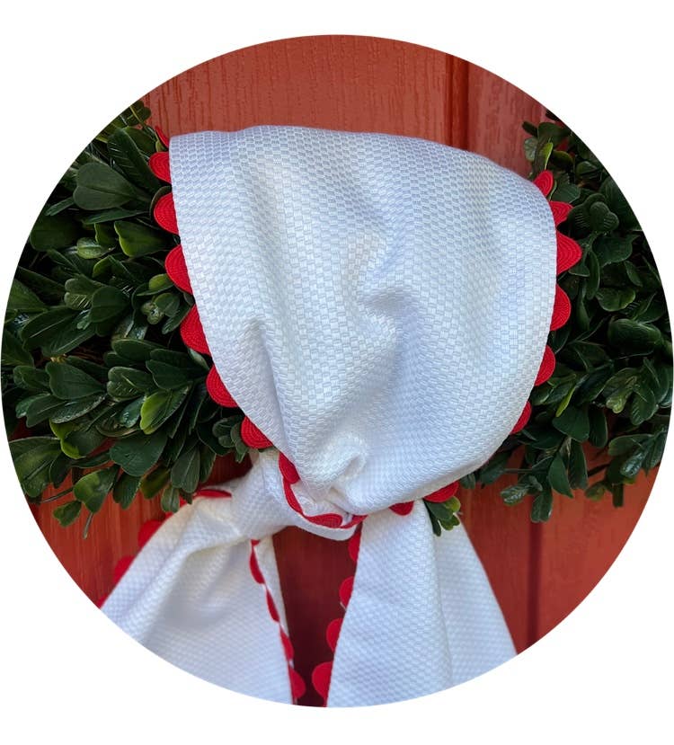 THE ROYALTY COLLECTION - Wholesale Outdoor Ornament/Decor - White Cotton Pique Sash with Trim9