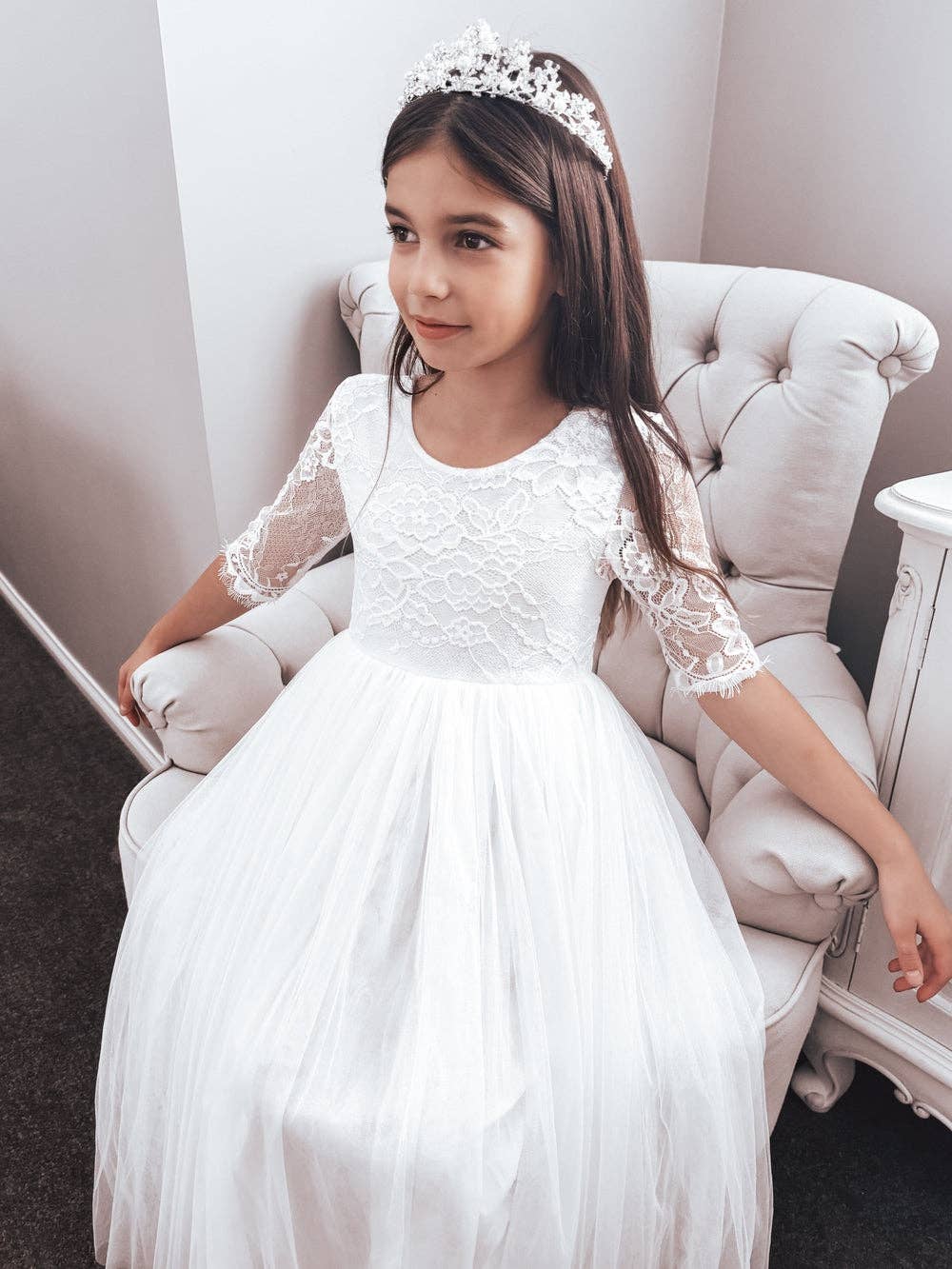 A Little Lacey - Wholesale Dress - Kids - Maia White Lace Dress1