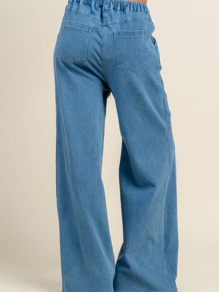 LEICHTER INDIGO BP4837N / DENIM-FARBENE COLOR-BLOCK-WEITHOSE MIT FRANSENKANTE für den Großhandel auf Faire3