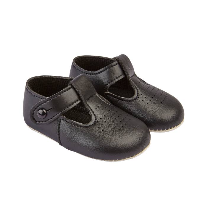 Early Days & Baypods - Wholesale Crib Shoes - Baby - B625 soft sole baby shoes button T-bar with punchette detail