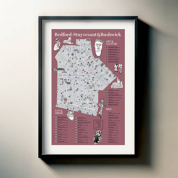 Bedford-Stuyvesant & Bushwick Karta -- Brooklyn Cykelkonsttryck för wholesale av Bicycle Utopia