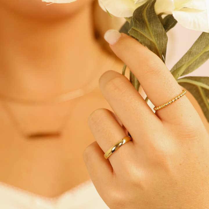 WJW - Wholesale Band/Stacked Ring - Stainless Steel Blank Gold Ring