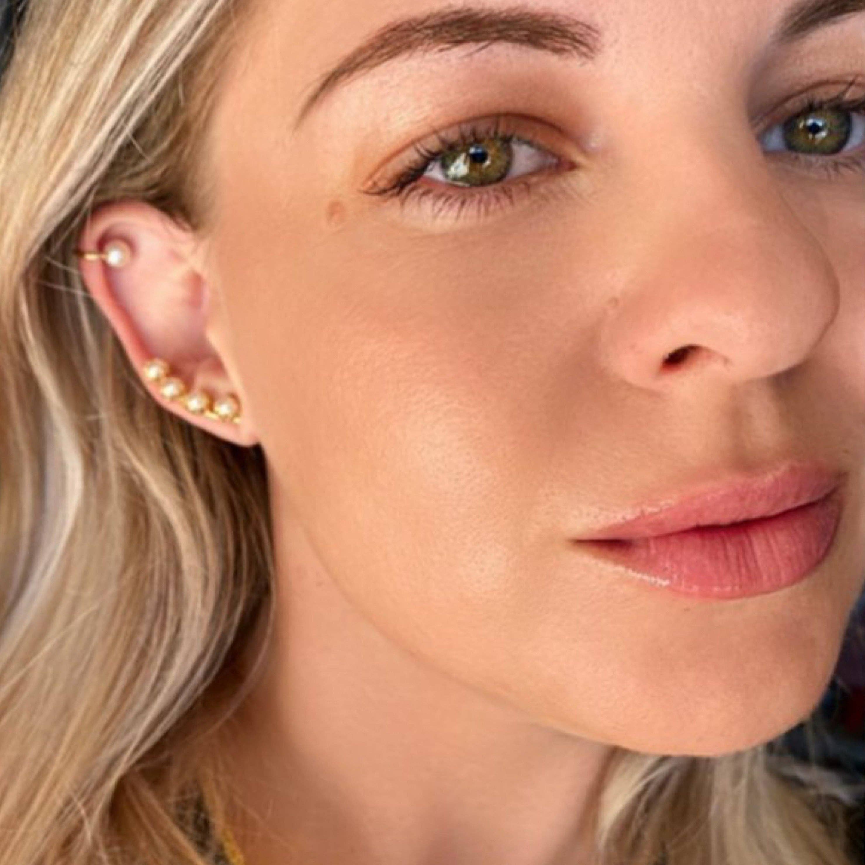 GoldFi - Wholesale Ear Jackets/Climbers - 18k Gold Filled Pearl Ear Climber Style Earrings5