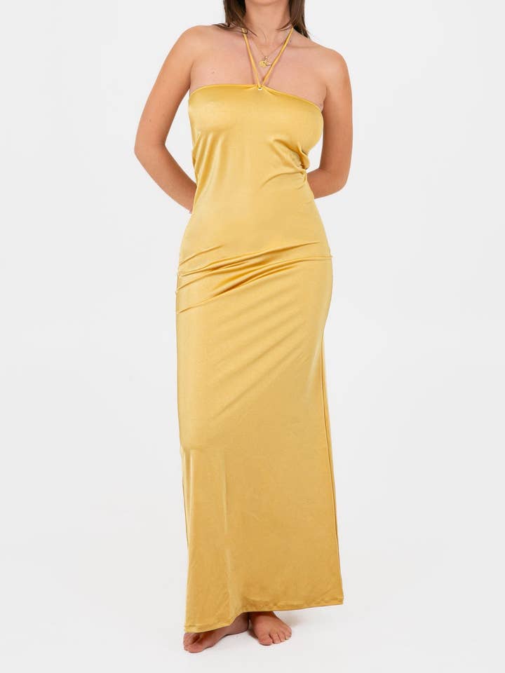 sol - dorado - vestido para venta al por mayor de Poolday