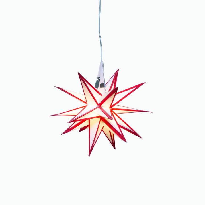 Artschatz LLC - Wholesale Paper Lantern/Lamp - Moravian Mini Star ~ 7", White /Red Paper Star Lantern Light6