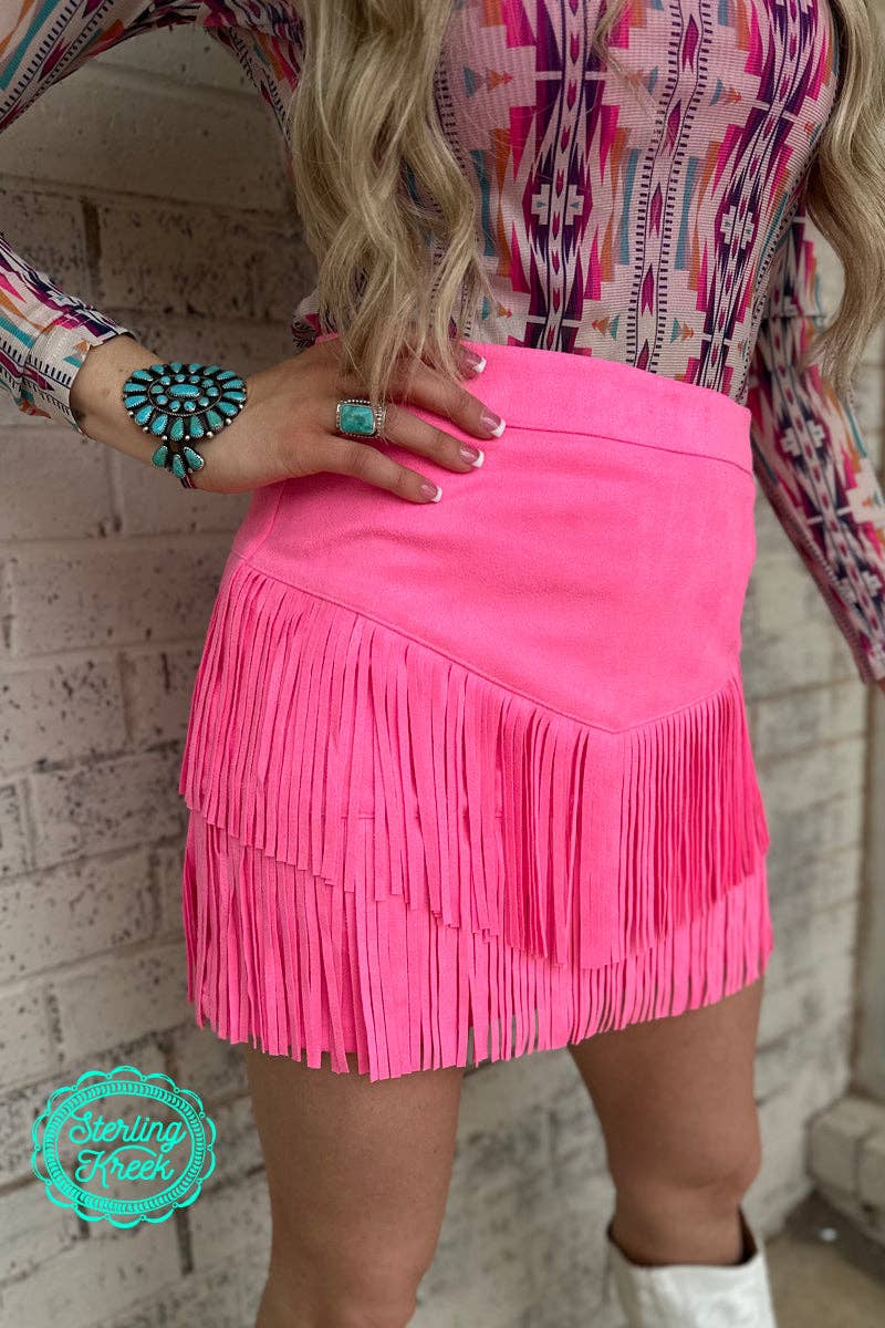 Sterling Kreek - Wholesale Skirt - Women's - FORT WORTH FRINGE SKIRT PINK7