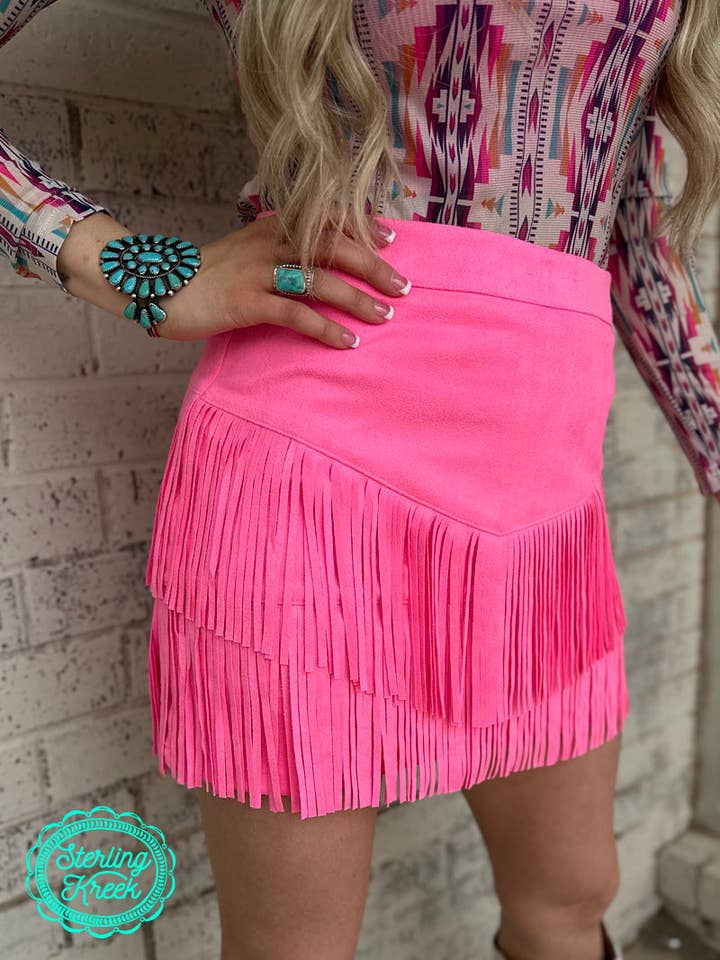 Sterling Kreek - Wholesale Skirt - Women's - FORT WORTH FRINGE SKIRT PINK7