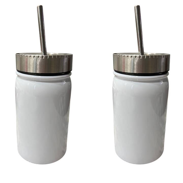 17 oz Sublimation Mason Jar- Stainless Steel with Straw for wholesale by Sublimation Kings of Florida