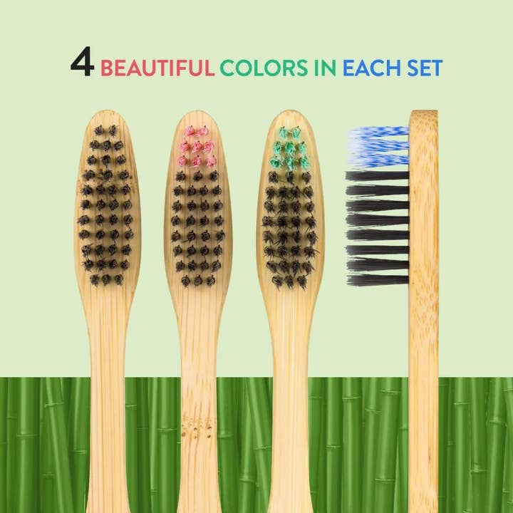 Lindo – wholesale Toothbrush – Lindo EcoGrip Bamboo Toothbrush - 4pcs/pk